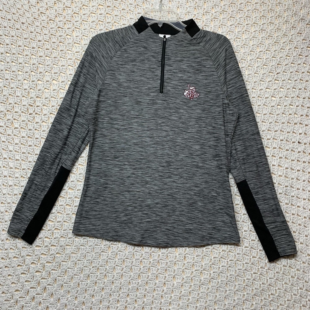 FootJoy Golf Golfer Sweater Womens Sz M Gray Black Long Sleeve Polyester Blend